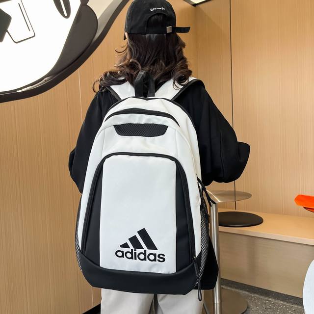 Adidas阿迪达斯 男女大容量休闲双肩包电脑包时尚潮流运动双层背包校园高中大学生书包 尺寸:50 31 20