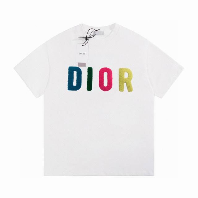 Dior 迪奥23Ss经典款彩虹logo毛巾绣短袖t恤 -非常火爆的一个系列 Di*R倾情呈现与美国视觉艺术家丹尼尔 阿尔轩 Daniel Arsham 合作打