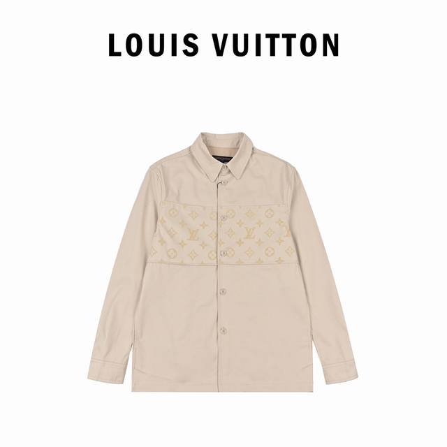 Louis Vuitton路易威登新款字母植绒提花拼接工装衬衫外套 货号313 003 男女同款 码数 S.M.L.Xl