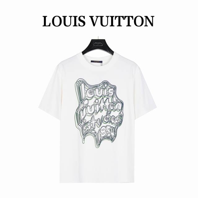 Louis Vuitton 路易威登 几何曲线 4印花短袖t恤 衣身的棉质面料缀有亮丽的几何风格louis Vuitton Studios标志 配搭略带浮雕效果