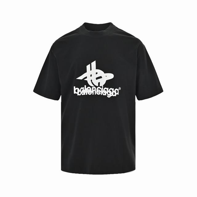 Balenciaga 巴黎世家 23Ss 胶带印刷重叠字母短袖 黑色.男女同款.宽松版本 Size:Xs-L