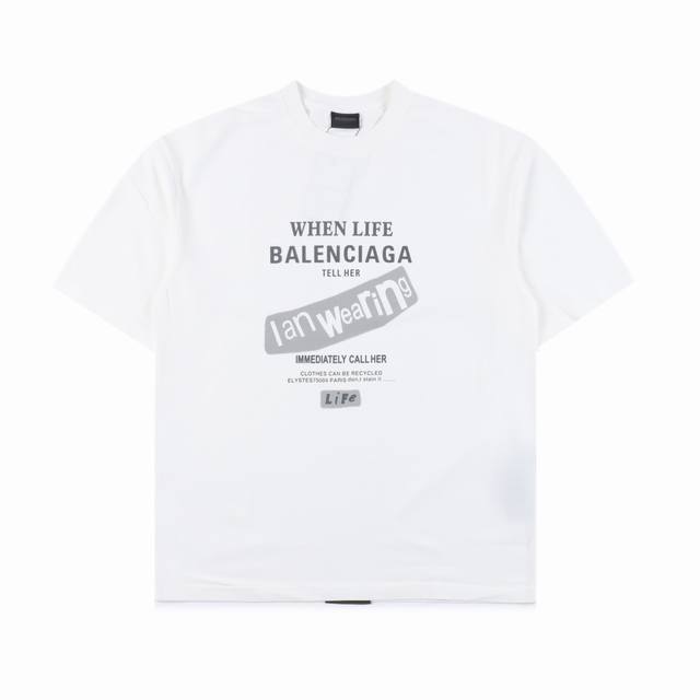 Balenciaga 巴黎世家blcg 格言标语字母印花短袖t恤 潮人必备的时尚单品 自带艺术氛围的涂鸦印花效果 把格言用极具创造性的排布形式展现 黑白灰的印花