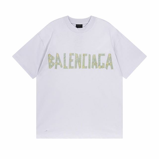 Balenciaga巴黎世家ss24 Bb Monogram 系列 胶带胶布字母logo印花圆领套头短袖t恤 顶级版本#巴黎24Ss黄胶带印花短袖#Balenc