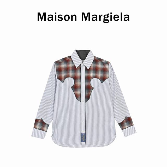 Martin Mariela 马吉拉mm6 四角缝线格子拼接条纹衬衫 真的是我最近的心头好