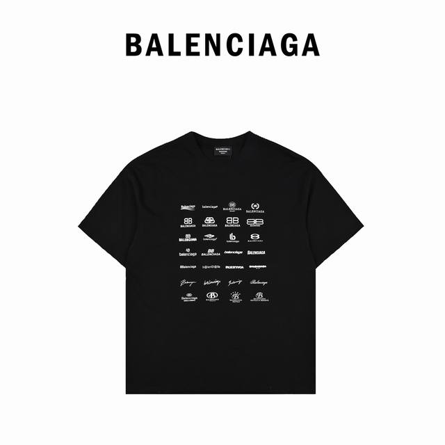Balenciaga巴黎世家2023 满logo标志t恤 胸前是经典的logo点缀 与后幅标志性海浪可乐 细节无法挑剔 极具档次感与奢华辨识度003 码数xs