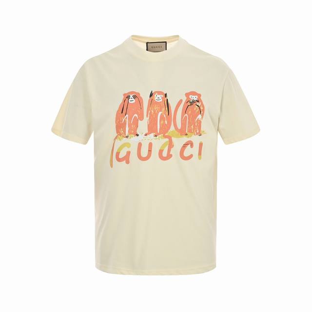 Gucci 古驰 24Ss 调皮猴子印花短袖 定制面料 男女同款 Size:S-Xl