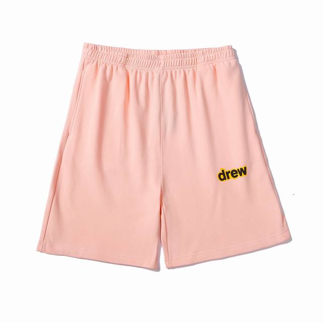 Drew休闲高街运动男女同款短裤 纯棉毛圈面料 休闲透气又百搭 码数:S-Xl 颜色 粉色
