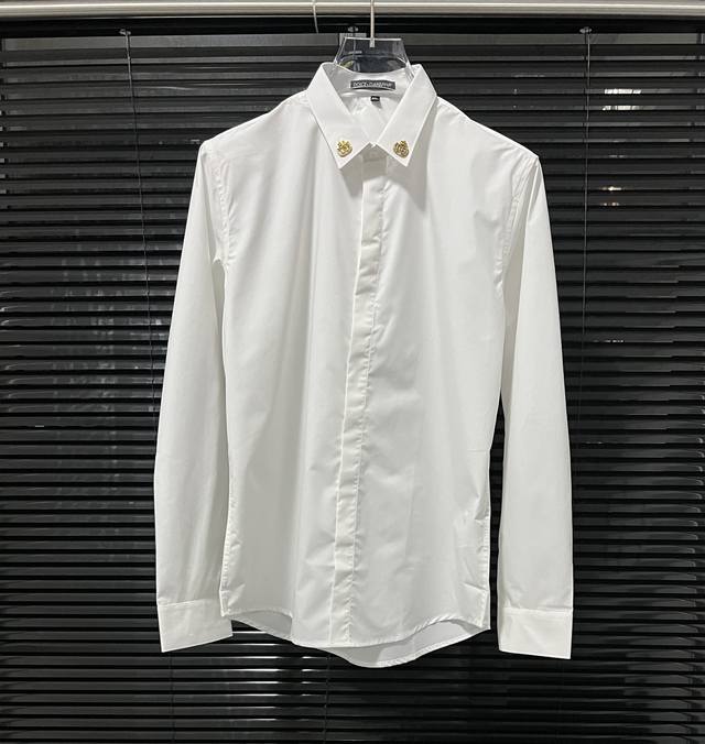 Dg 皇冠金属烫钻领口拼接 高品质长袖衬衫 男女同款 码数 M-3Xl.