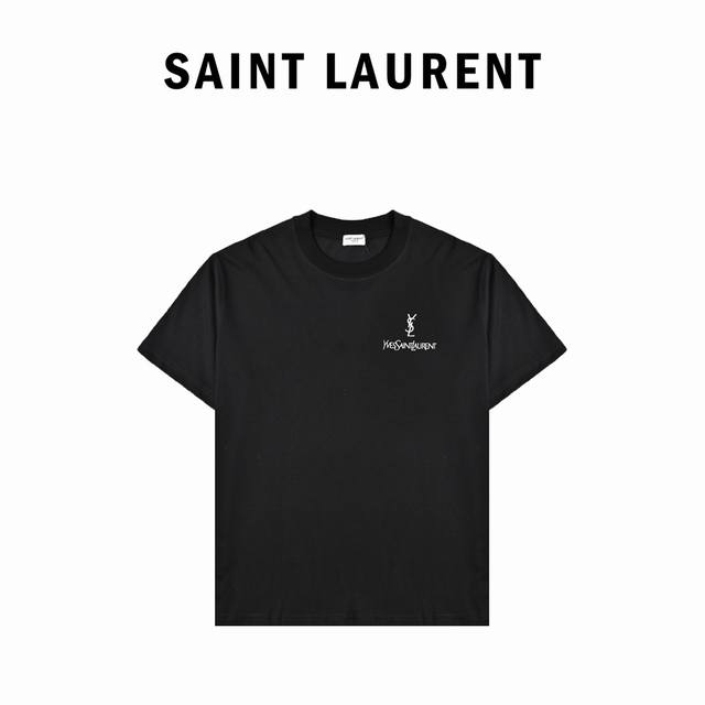 Saint Laurent Paris 圣罗兰 Ysl 24Ss经典印花logo字母短袖t恤 超经典明星通勤必备单品260G双纱纯棉纯棉柔软面料 对色定染面料，