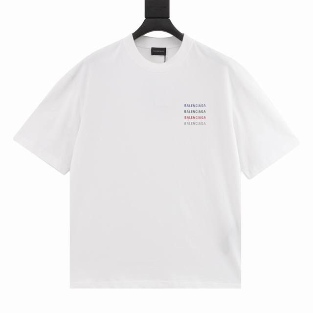 巴黎b家新款四行彩色logo T恤。 颜色：锁扣灰、白色 Size：S-Xl