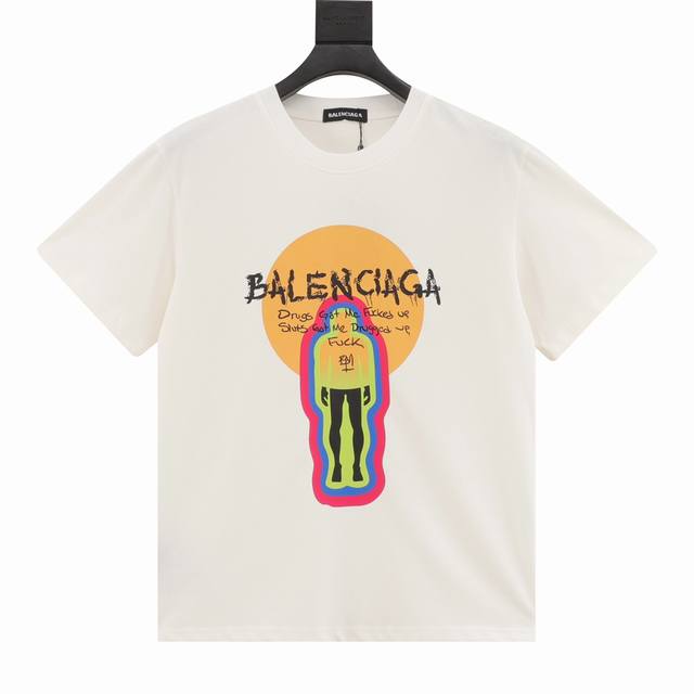 Balenciaga 巴黎世家blcg 动漫人物涂鸦字母短袖t恤 印花+立体重工刺绣工艺，颜色鲜艳时尚，图案个性独特，高端定制定染纯棉面料，洗水定型，不缩水，，