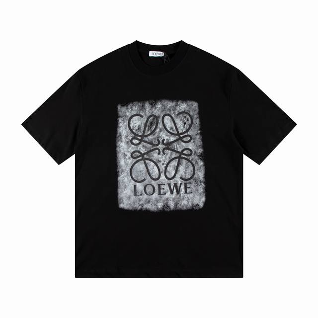 上新 Loewe罗意威2024新款水墨直喷短袖t恤 材质：高版本300G双纱精梳棉 尺码 S～Xl 颜色：黑色 款号：H1028