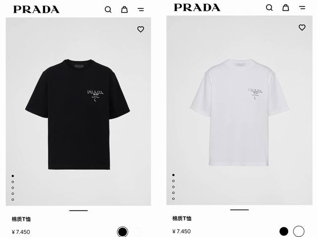 今夏官网热门款 Prada 24Ss 最新款 普拉达 Logo字母浮雕3D印花短袖t恤 颜色：黑色 白色 尺码 S M L Xl 尺码表 衣长 胸围 肩宽 S