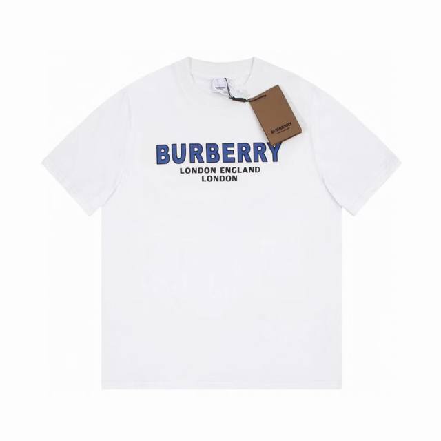 Burberry 高版本 23Fw春夏新款短袖t恤 260G纯棉面料 同缸同染 颜色：黑色．白色． 码数 Xs. S. M．L