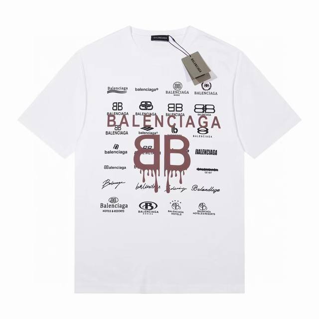 巴黎世家 Balenciaga 24S S 四宫格合集logo图标志性款 上身效果特别棒 春夏短袖t恤 完美细节处理 重磅280克面料 颜色 黑色 白色 码数