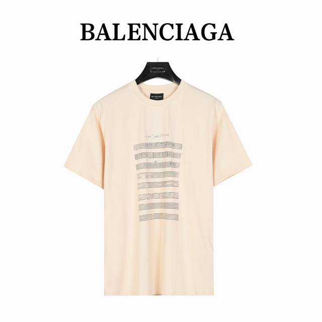 Balenciaga 巴黎世家 24Ss 限定款音符印花短袖t恤 定织定染260G精梳棉，全程都是定织定染的，特殊色的决绝忌讳现成面料， 大货只用到10卷面料，
