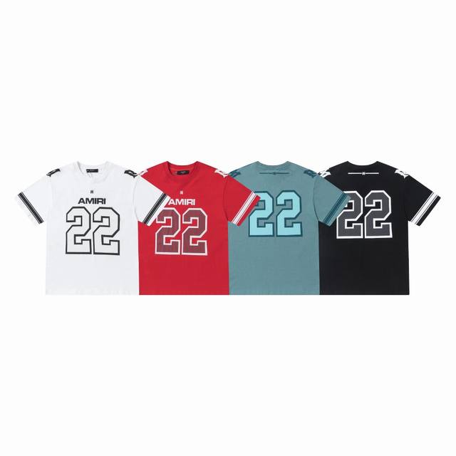Amiri22号短袖t恤。采用270克双纱面料，颜色：黑色，白色，红色，蓝色，尺码：S M L Xl