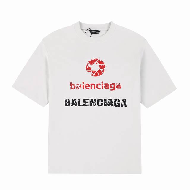 Balenciaga 面料：100%棉 码数 Xs S M L 颜色：灰白-黑色 2024Ssbalencaga夏季新款t恤 ，采用100%棉面料，