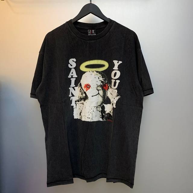 Saint Michael Vintage Black T Shirt Saint Michael 系列复古重工做旧短袖t恤 传统文化与街头文化的混血儿 Sai