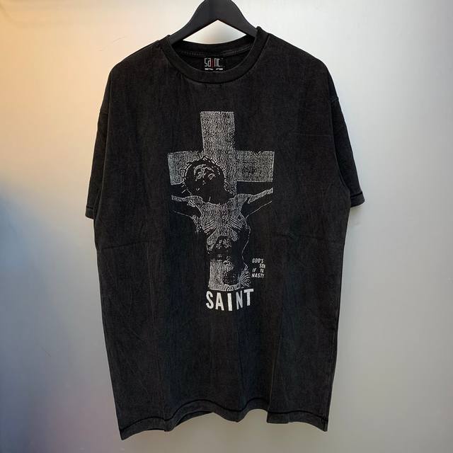 Saint Michael Vintage Black T Shirt Saint Michael 系列复古重工做旧短袖t恤 传统文化与街头文化的混血儿 Sai