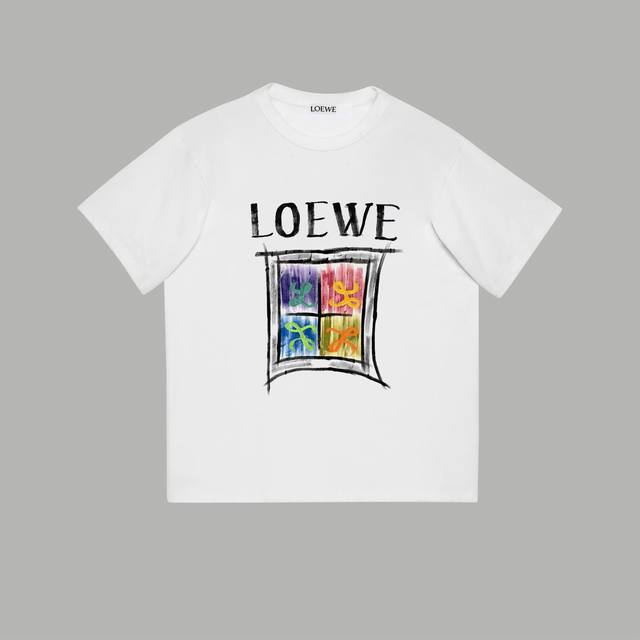 Loewe罗意威 2024Ss 秀款限定彩色涂鸦字母 印花短袖t恤 购入原版开模打造，全套定制辅料，细节决定成败。 面料：规格采用实打实280G 100%纯棉