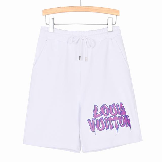 Louis Vuitton 路易威登 23Ss 夏季新款紫色溶解字母印花短裤。数码喷绘 定制400克同缸染纯棉面料 手感非常舒服 螺紋定織定染無色差 出入專櫃無