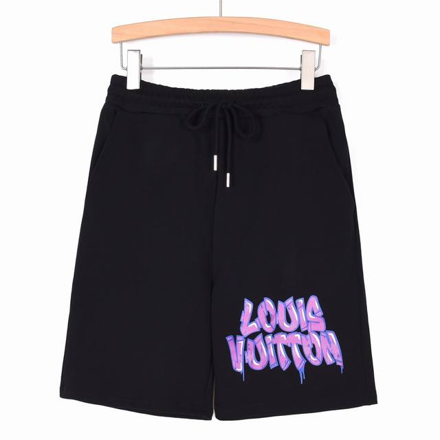Louis Vuitton 路易威登 23Ss 夏季新款紫色溶解字母印花短裤。数码喷绘 定制400克同缸染纯棉面料 手感非常舒服 螺紋定織定染無色差 出入專櫃無