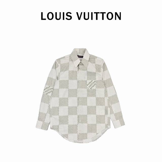 Louis Vuitton路易威登秀款棋盘格字母印花衬衫 衬衫还是得看驴家质感和颜值都是天花板 Damier Long-Sleeved Classic Cott