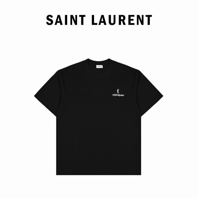 Saint Laurent Paris 圣罗兰 Ysl 24Ss经典印花logo字母短袖t恤 超经典明星通勤必备单品260G双纱纯棉纯棉柔软面料 对色定染面料，
