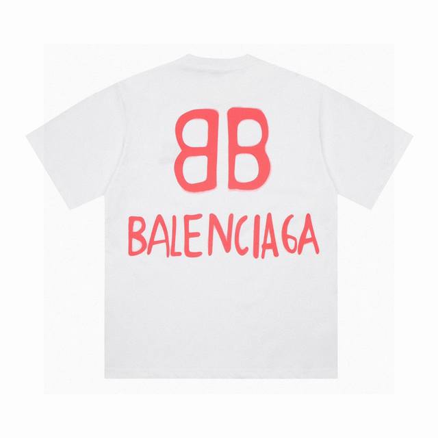 市场no.1品质 Balenciaga 巴黎世家2024 Ss 后背双b字母涂鸦短袖t恤 本市场no.1的质量 真正天花板品质 注意细节图 避免被盗图商家混发