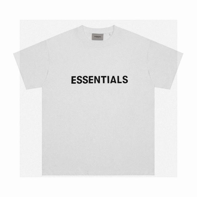 掌柜推荐 Fear Of God -Essentials 24Fw 立体硅胶logo压花短袖-白色 面料定织定染16支230克全棉刷毛手感汗布，今年是单纱面料，