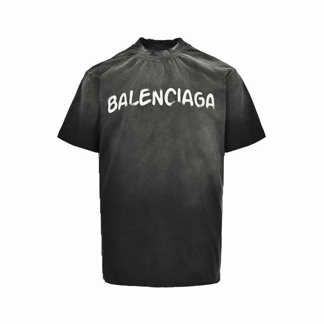 Balenciaga 巴黎世家 24Ss 破损双b字母印花水洗短袖 Size:1-4