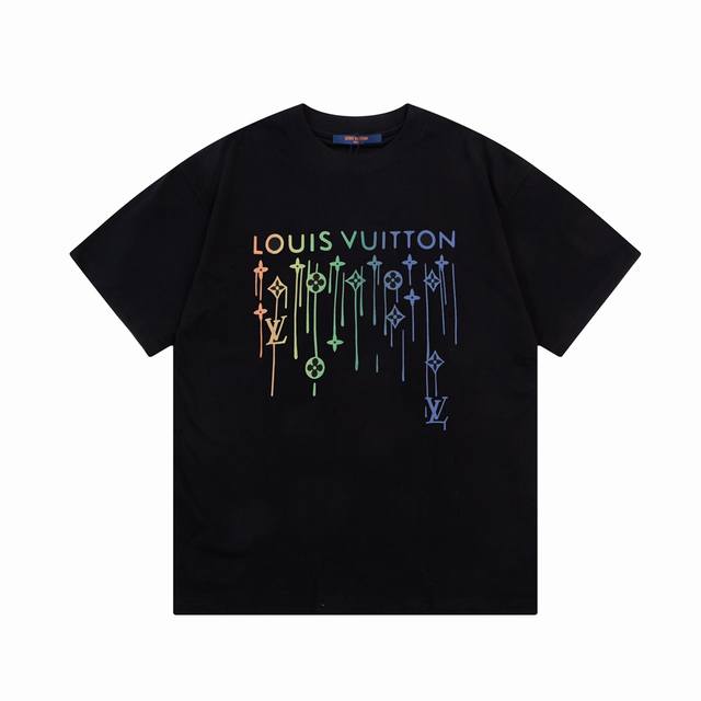 Louis Vuitton Lv路易威登24Ss渐变字母水滴彩印短袖t恤 大logo标识精致升级，灵感源自八十年代复古 原版面料 官方同款 短袖t恤 260克同
