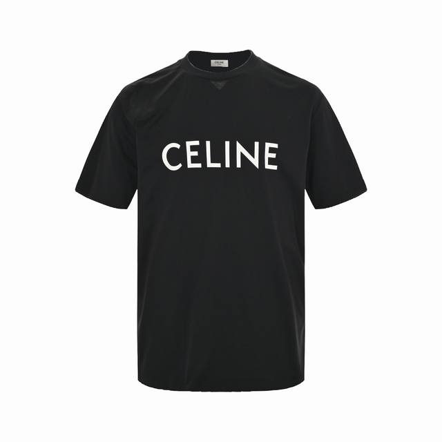 Celine 赛琳 基础logo印花短袖 采用 克50支双股面料，弹力胶浆印花，效果工整整洁， 做工繁琐，面料都经过浇洗，手感质感更佳 ，不易变形，不易缩水，不