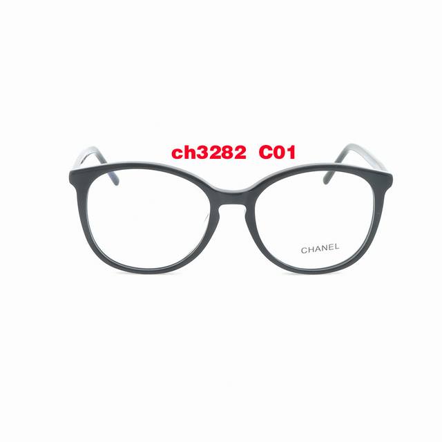 香奈儿ch3282光学眼镜 黑色金标 经典超轻ch3282素颜神器，黑色板材搭配金色小香logo，乖巧秀气又纯又欲，经典款永不过时，香奈儿圆框光学眼镜，黑镜框非