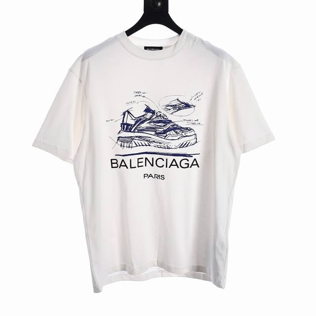 Balenciaga巴黎世家blcg 24Ss经典鞋子logo印花短袖t恤 Blcg巴黎 圆领短袖t恤新款发售！宽松版型高密度针织 面料240克双纱，1*1双纱