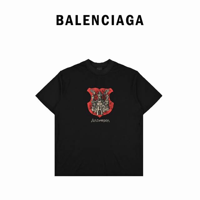 Balenciaga 巴黎世家 Blcg24Ss重工水洗做旧城堡短袖t恤 官网品质早春夏季最新巴黎世家最新邮箱款式，采用32支足纱双265克纯棉，1*1双纱十字