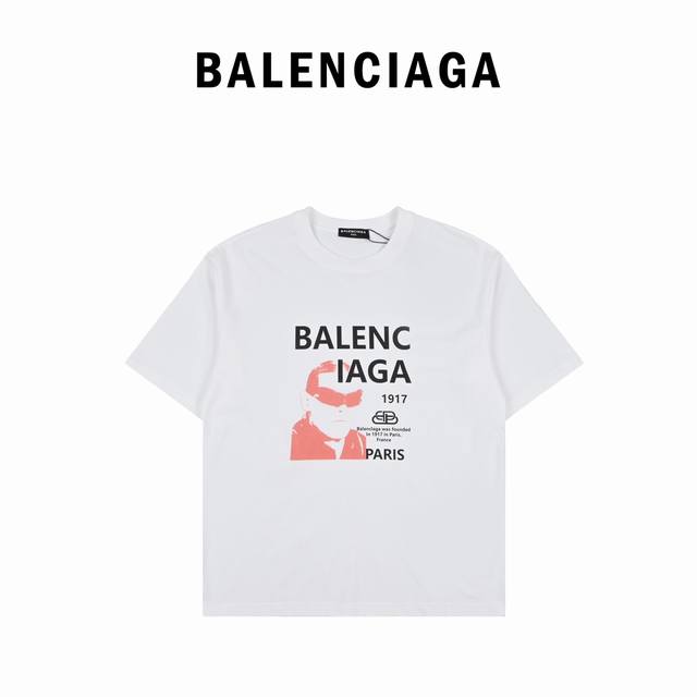 Balenciaga巴黎世家背头墨镜男图案圆领短袖 260克60支纯棉双纱 货号513 003 码数：S-Xxl 颜色：黑色 白色 - 点击图像关闭
