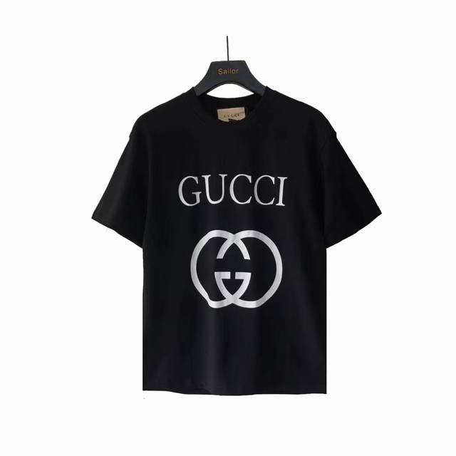 实拍细节图+尺码表 Gucci 古驰双g基础双环倒扣logo印花短袖 面料采用32支双纱平纹无尘蚀毛针织棉，原版订制染色，采用环保活性染料恒温染，保证布头跟布尾