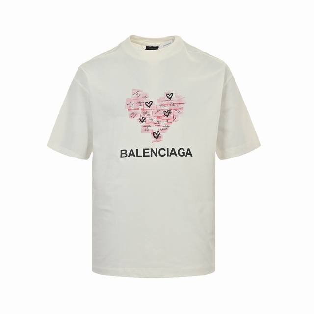 Balenciaga 巴黎世家 24Ss 便利贴爱心印花短袖 便签纸心形520限定图案，纯棉柔软面料，对色定染面料，超精细平网印花工艺，潮流感十足，定染纯棉面料