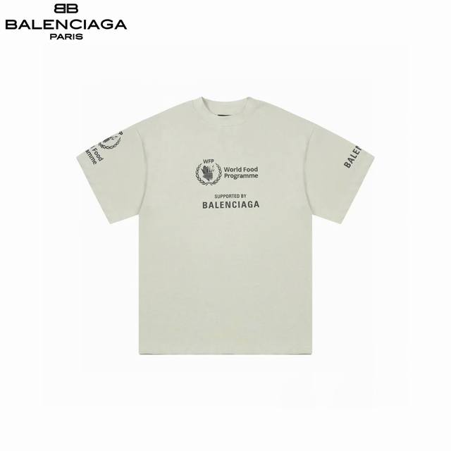 Balenciaga 巴黎世家 粮食计划 印花logo短袖 采用32支双纱 260克重面料 进口针织针梳棉进行制作，厚度适中，有垂感又有轮廓型，上身就是一个舒适 - 点击图像关闭