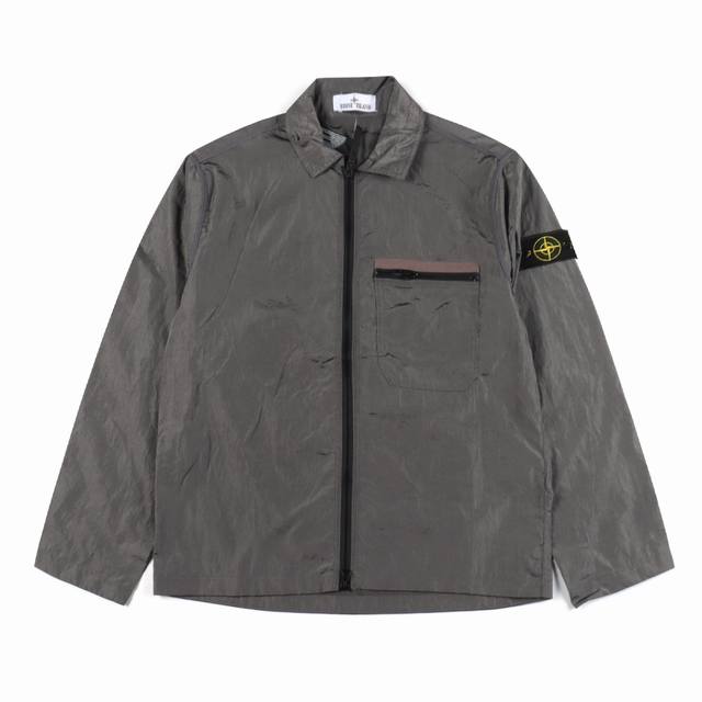 石头岛 Stone Island Nylon Meta 系列金属尼龙长袖拉链胸带夹克 防晒服 定制金属尼龙褶皱染色面料 复刻质感辅料全定制 无论是臂章、手缝纽、