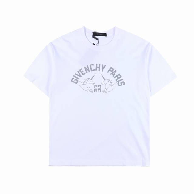 Givenchy 纪梵希 24Ss 独角兽短袖t恤 面料采用定制240G 26支特滑双股精棉平纹高密无尘全棉布料。前幅高密度加厚，走线平整，代工品质，全套定制辅
