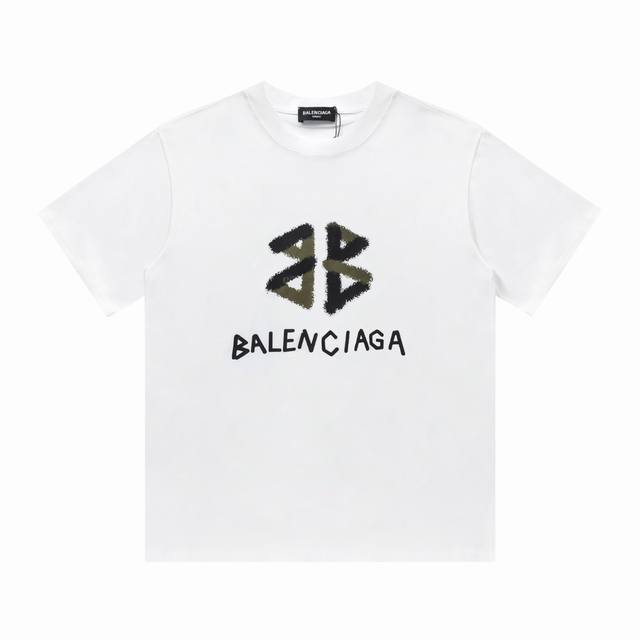 Nfc芯片需要备注 Balenciaga 巴黎世家24Ss联名logo印花短袖t恤 宽松版型采用260克精梳棉双纱 从面料到辅料全部三标齐全跟足zp进口松井公司