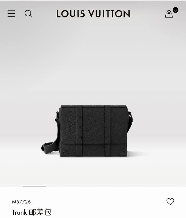 Louis Vuitton Trunk黑色压花 邮差包 M57726 路易威登 Lv专柜最新款黑色压花trunk邮差包斜挎包，顶级品质，随意比对，配专柜折叠礼盒