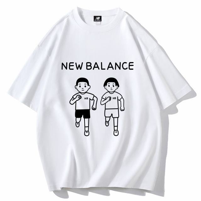 23年新款夏季新百伦new Balance小伙伴简笔画漫画印花短袖！300克重的纯棉布料短袖！上身舒服又柔软！宽松直筒的版型设计！显瘦又显白，不管是学生党还是上