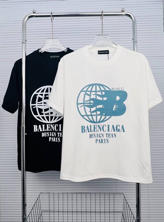 新款短袖上新： Balenciaga 巴黎 2024夏季新品 顶级发泡印花撒网点工艺 把平面图案有层次感 春夏半袖 定制2 G双股面料 不易褶皱 上身极致舒适