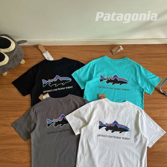 纯原臻品 原厂跟单 Patagonia巴塔哥尼亚限量鲸鲨鱼环保主题home Whater Organic T-Shirt 系列男女同款飞鱼印花短袖tee -代工