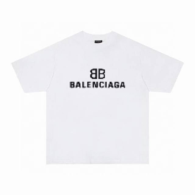 款号：Fc216 Balenciaga 巴黎世家新款 Bb马赛克印花短袖t恤 定织定染280G精梳棉面料 螺纹零色差 细节完美 区别市面通货版本 欢迎对比 男女