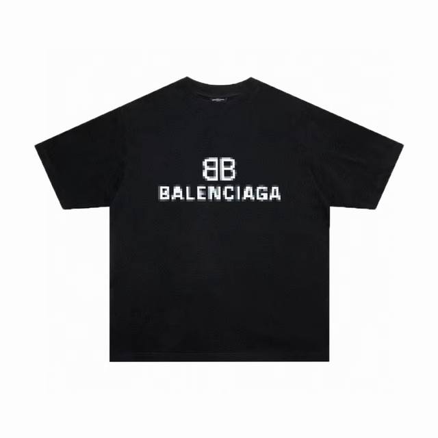 款号：Fc216 Balenciaga 巴黎世家新款 Bb马赛克印花短袖t恤 定织定染270G精梳棉面料 螺纹零色差 细节完美 区别市面通货版本 欢迎对比 男女 - 点击图像关闭